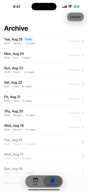 The archive, with the last seven days free.
